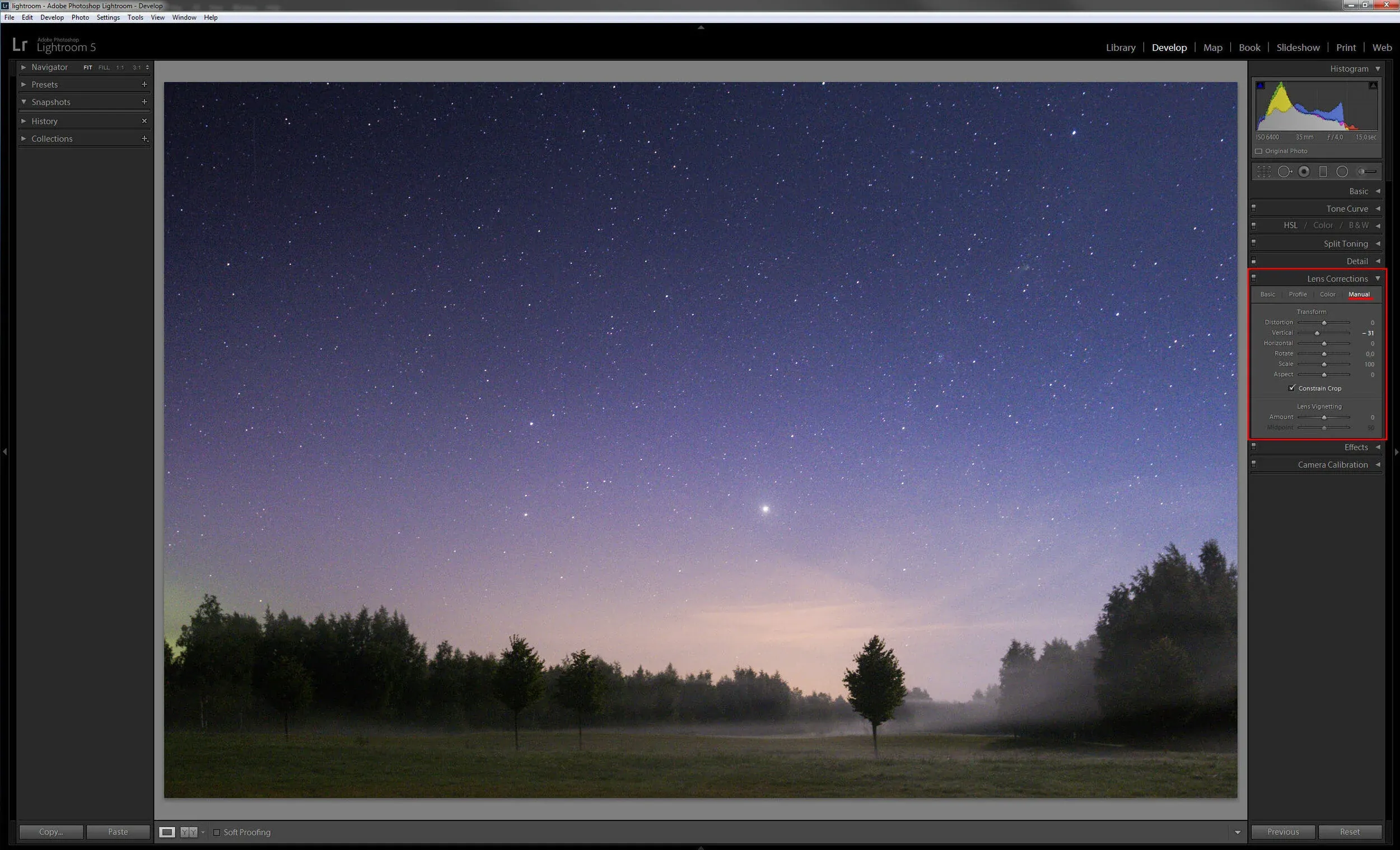 Manual Settings for Lens Profile Correction