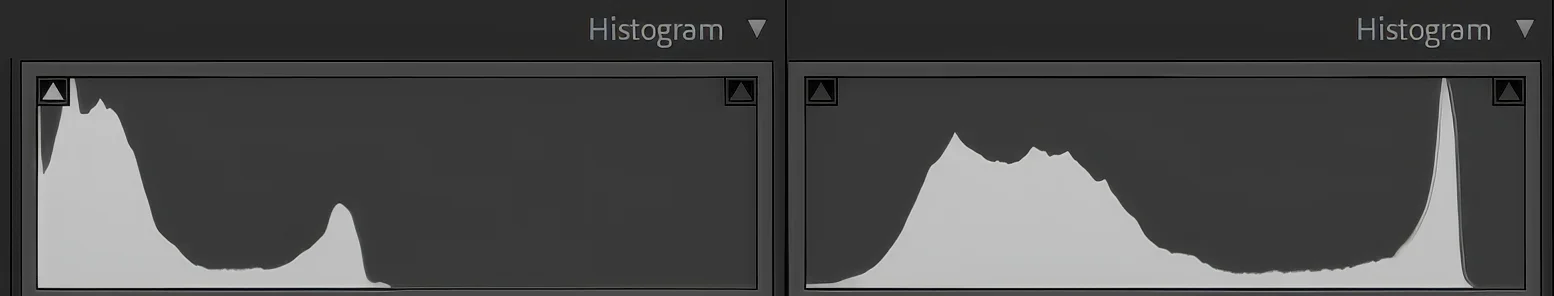 Pay attention to the Histogram. Left one is underexposed and right is correctly exposed.