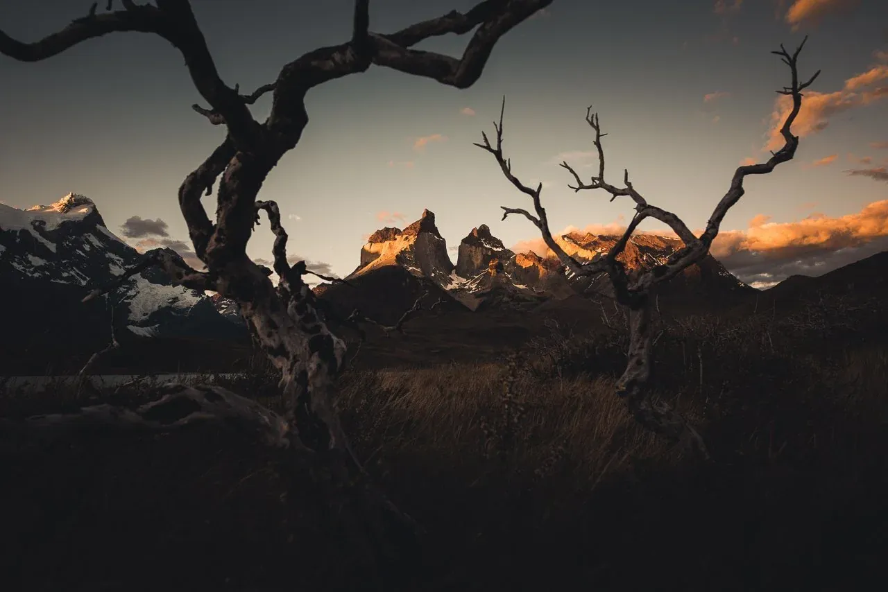 Use editing to balance the photograph. Above, I used the graduated filter both in the foreground and on the top part of the picture to make your eye focus on the mountains.