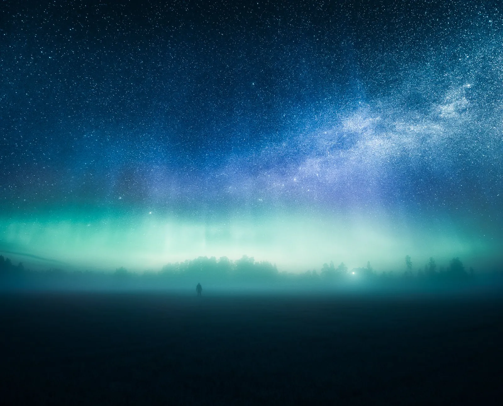 Glowing Lights, a landscape photograph centered on solitude from the Alone collection by Mikko Lagerstedt.
