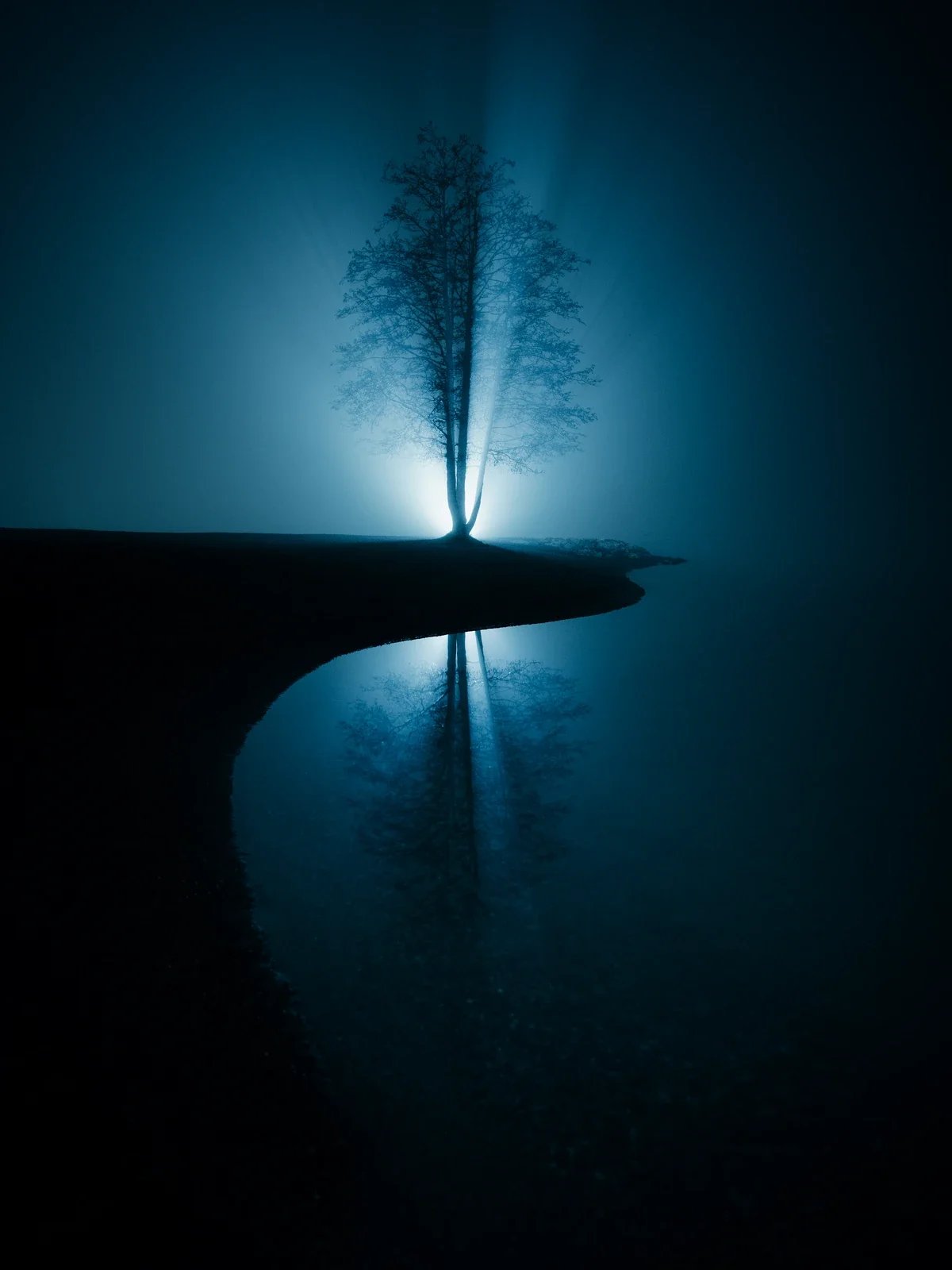 Blue-hour landscape with consistent tone