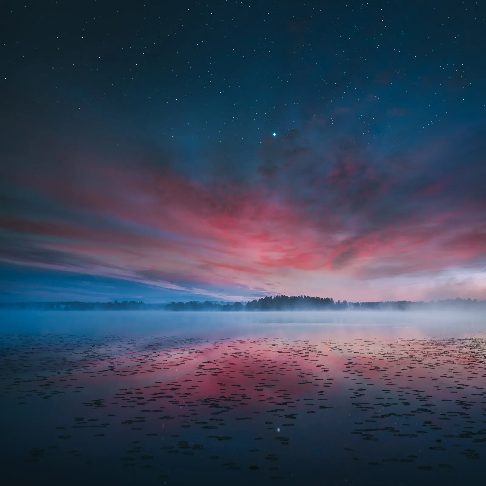 Red Dawn, a night landscape photograph from the Edge collection by Mikko Lagerstedt.