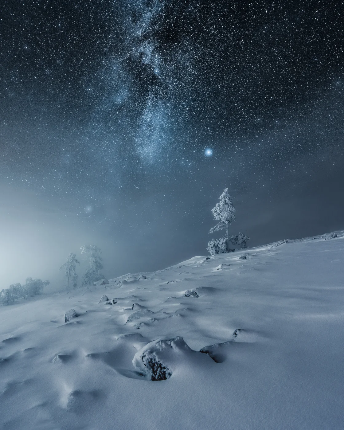 Frozen night landscape edited with EPIC presets