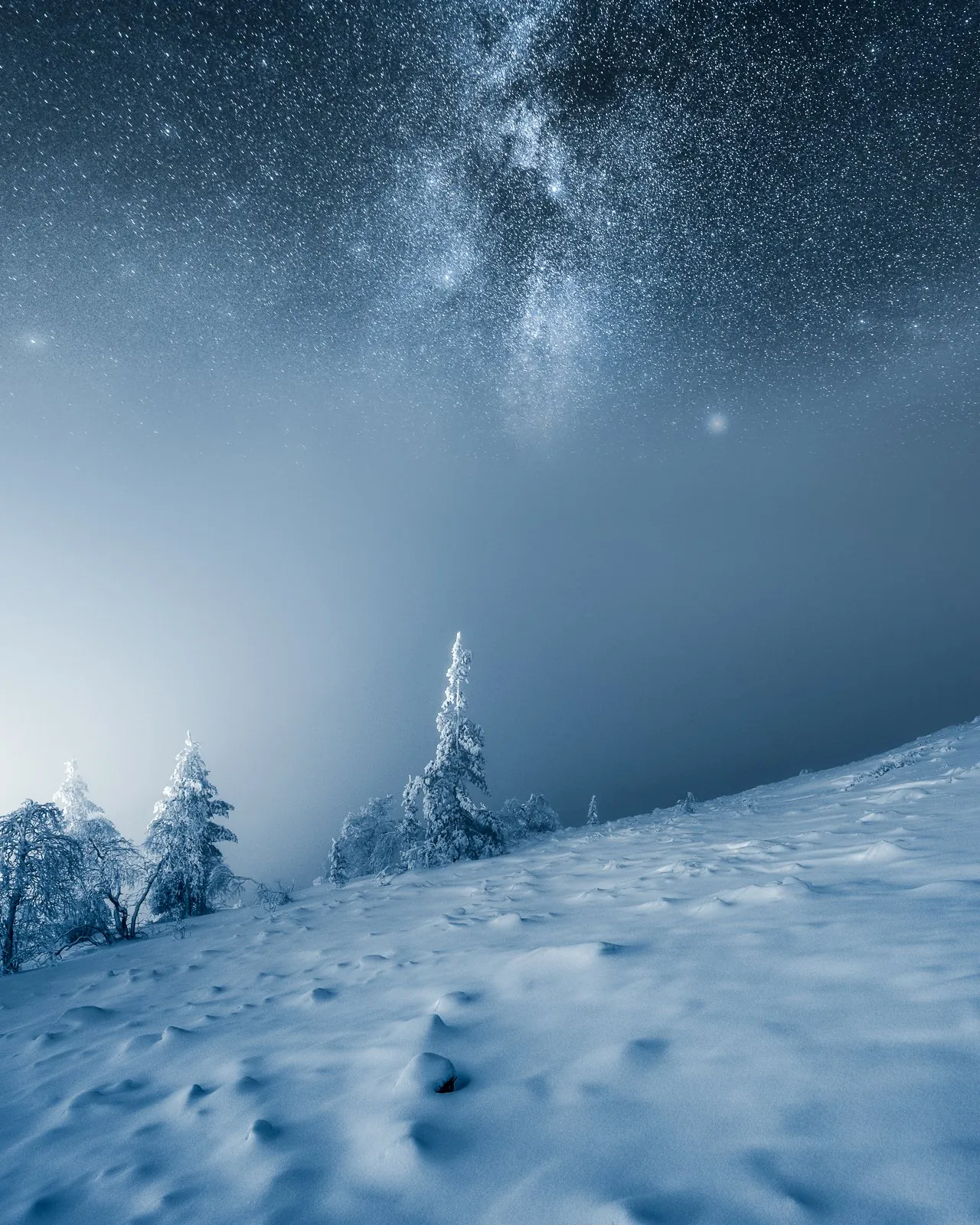 Cold Night, a minimal winter landscape photograph from the Resilience collection by Mikko Lagerstedt.