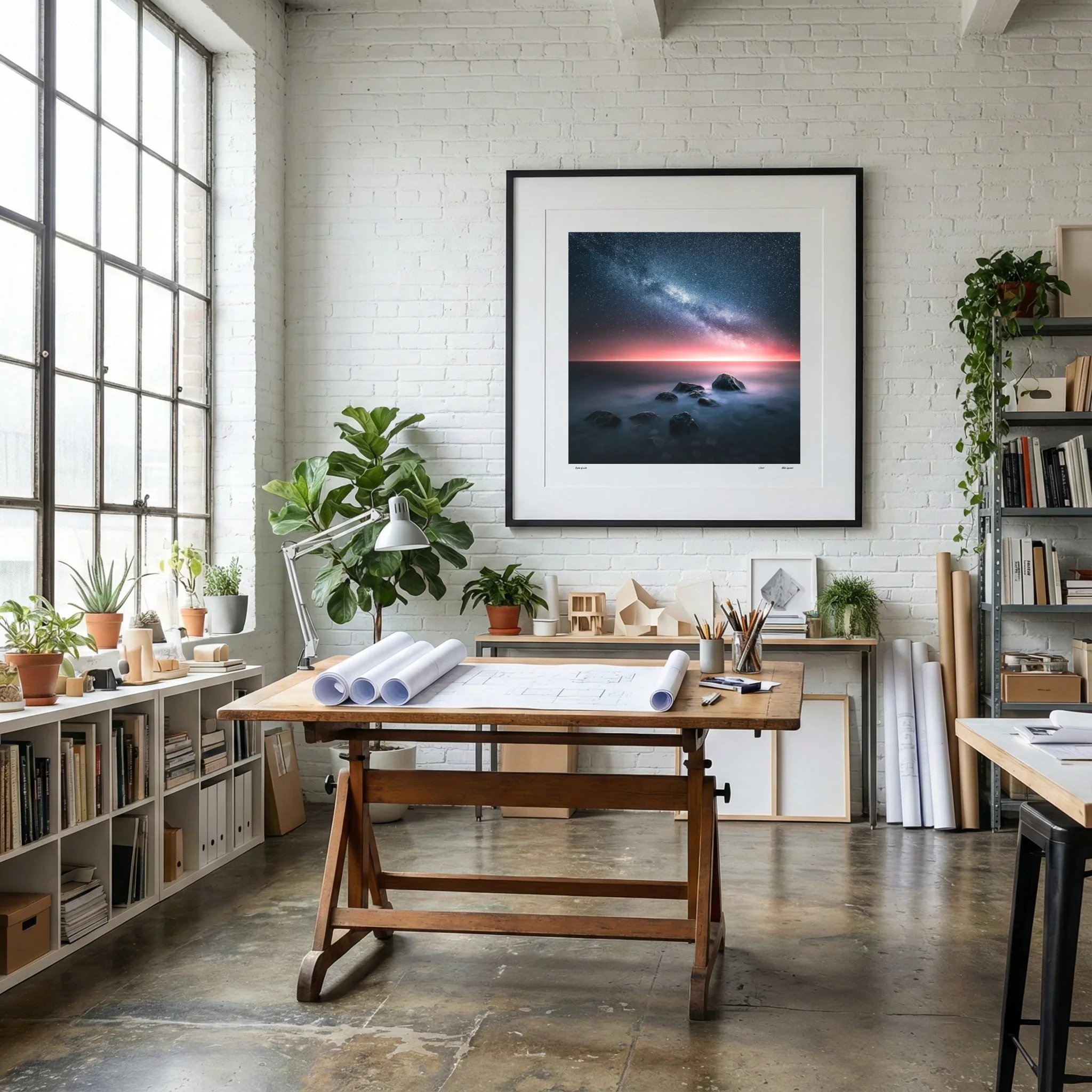 Depths of Earth by Mikko Lagerstedt shown as a framed print in a calm interior